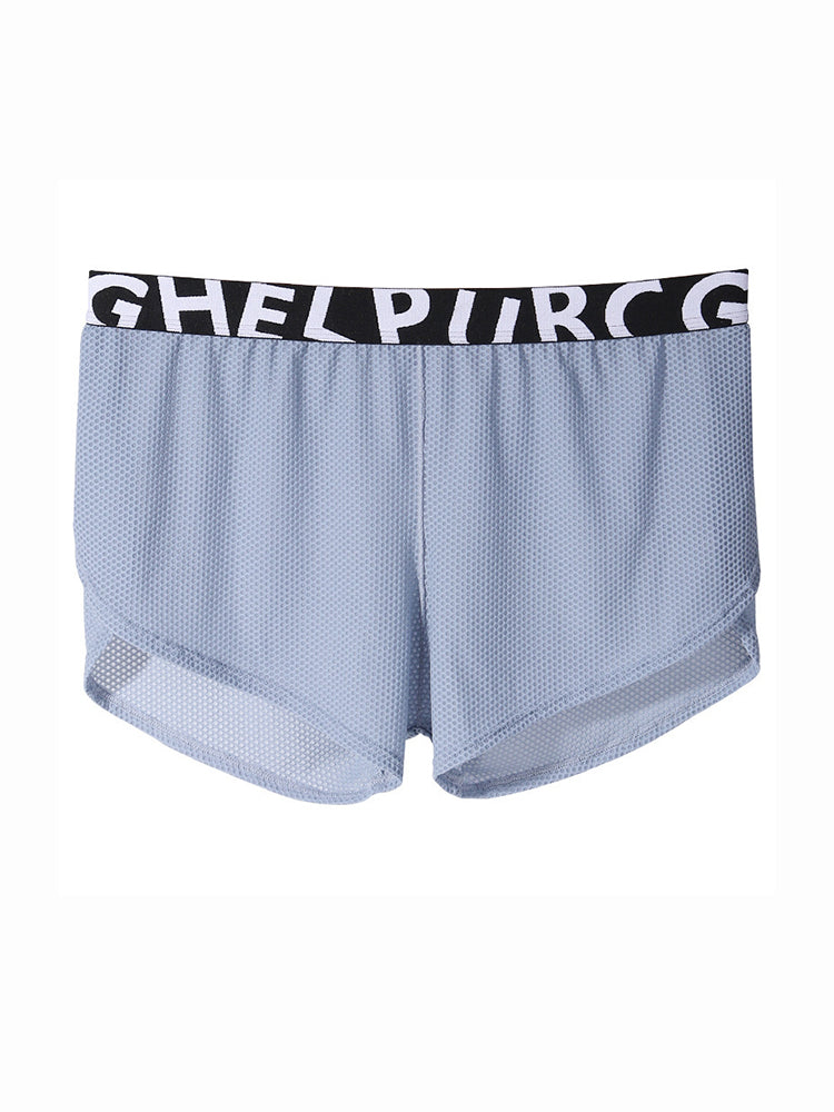 2 Pack Men's Ice Silk Side-Slit Athletic Loose Fit Elastic Lounge Sleep Boxer Shorts | dmunderwear detail image 3