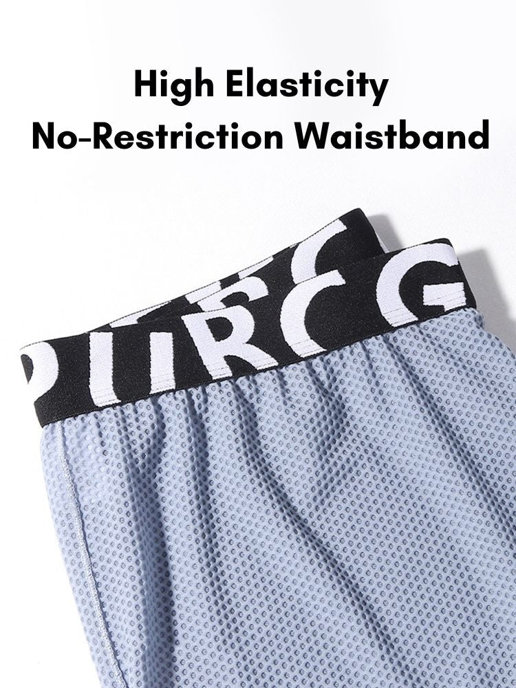 2 Pack Men's Ice Silk Side-Slit Athletic Loose Fit Elastic Lounge Sleep Boxer Shorts | dmunderwear detail image 5