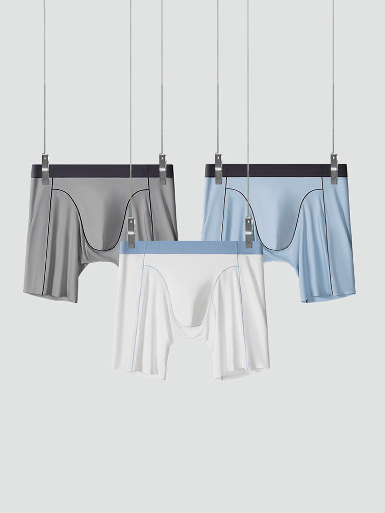2 Pack Men's Ice Silk Sports Anti-Chafing Extended-Length Boxers Briefs | dmunderwear detail image 11