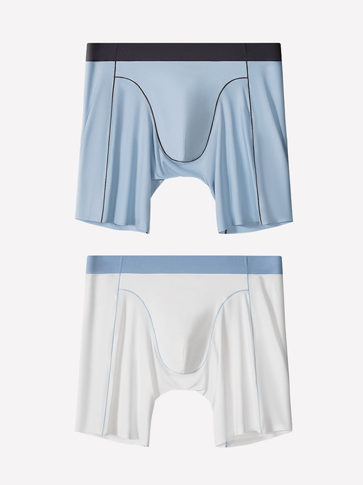 2 Pack Men's Ice Silk Sports Anti-Chafing Extended-Length Boxers Briefs | dmunderwear detail image 14