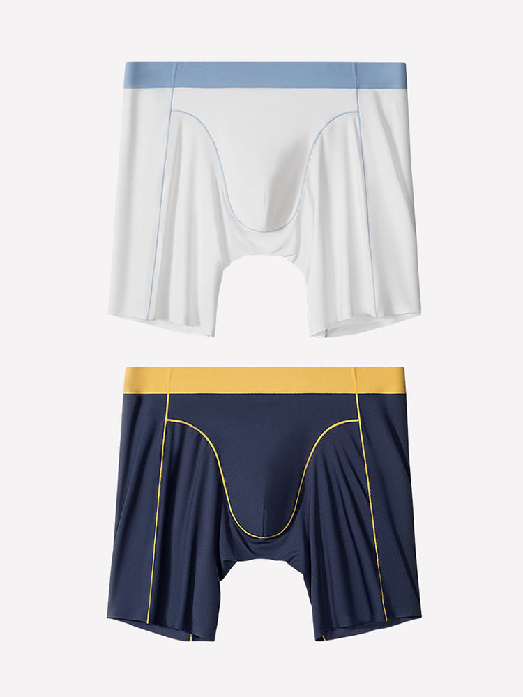 2 Pack Men's Ice Silk Sports Anti-Chafing Extended-Length Boxers Briefs | dmunderwear detail image 2