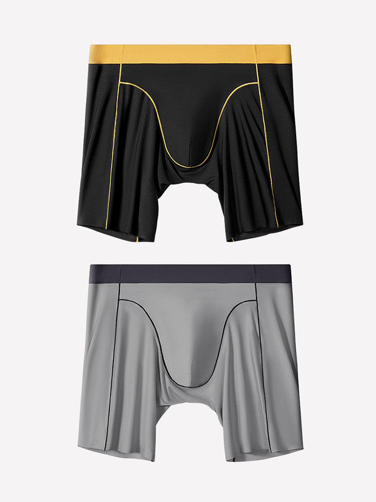 2 Pack Men's Ice Silk Sports Anti-Chafing Extended-Length Boxers Briefs | dmunderwear detail image 8