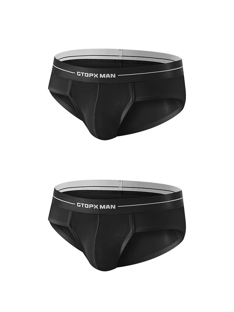 2 Pack Men's Ice Silk Supportive Fit Mesh Briefs | dmunderwear detail image 14