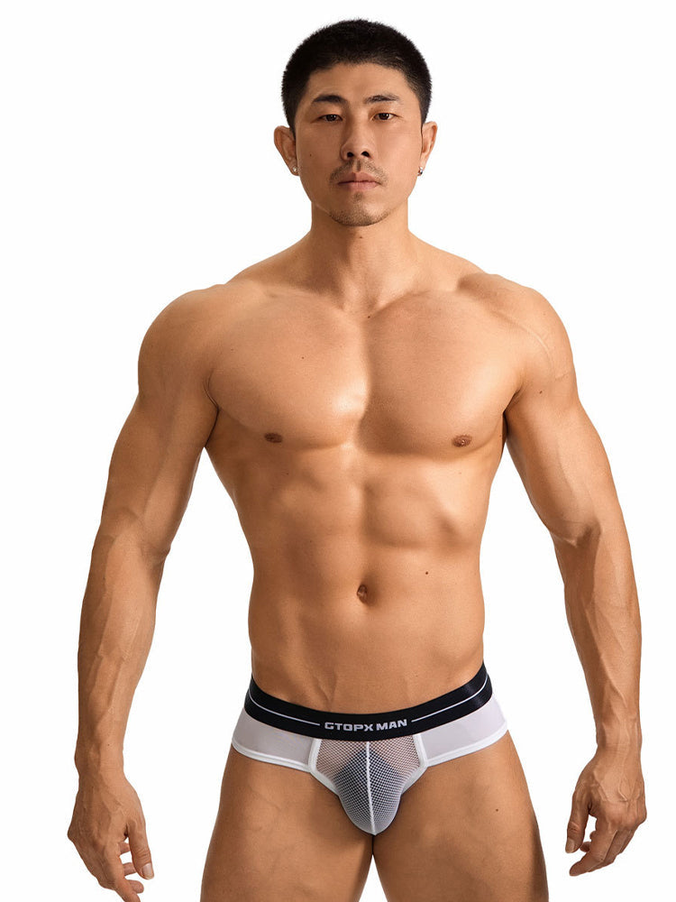 2 Pack Men's Ice Silk Supportive Fit Mesh Briefs | dmunderwear detail image 4