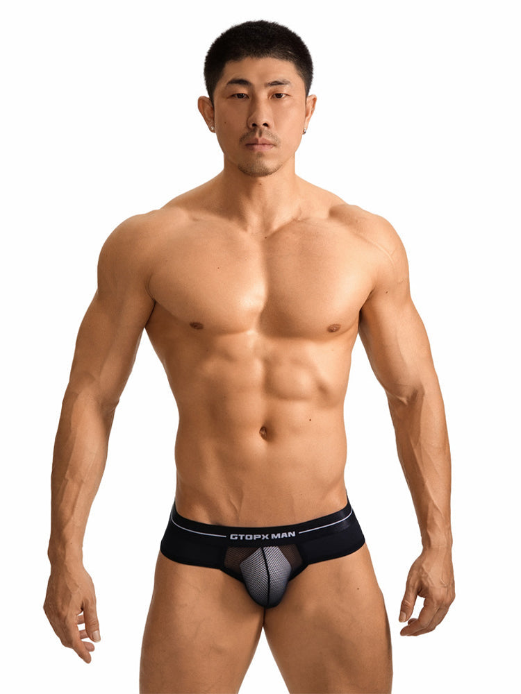 2 Pack Men's Ice Silk Supportive Fit Mesh Briefs | dmunderwear detail image 5
