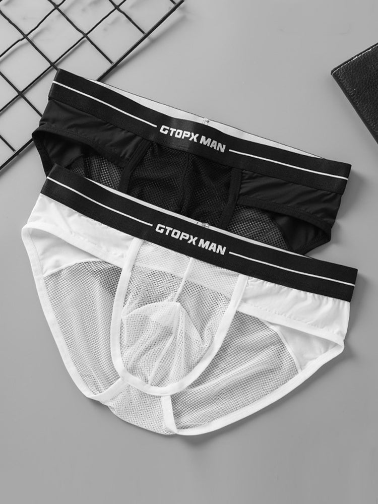 2 Pack Men's Ice Silk Supportive Fit Mesh Briefs | dmunderwear detail image 7