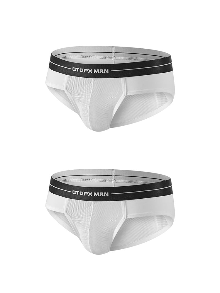 2 Pack Men's Ice Silk Supportive Fit Mesh Briefs | dmunderwear detail image 8
