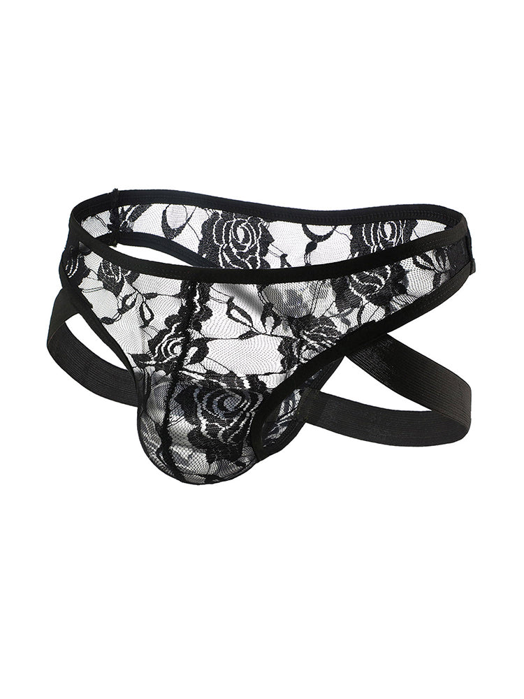 2-pack Men's Lace See-through Thongs | dmunderwear