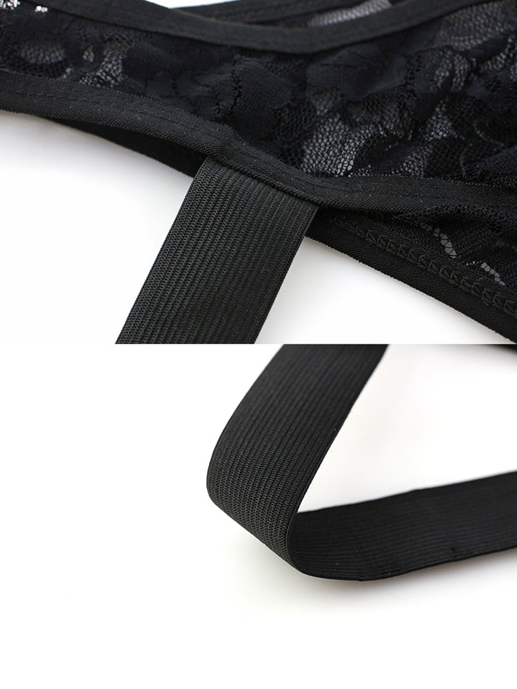 2-pack Men's Lace See-through Thongs | dmunderwear detail image 11