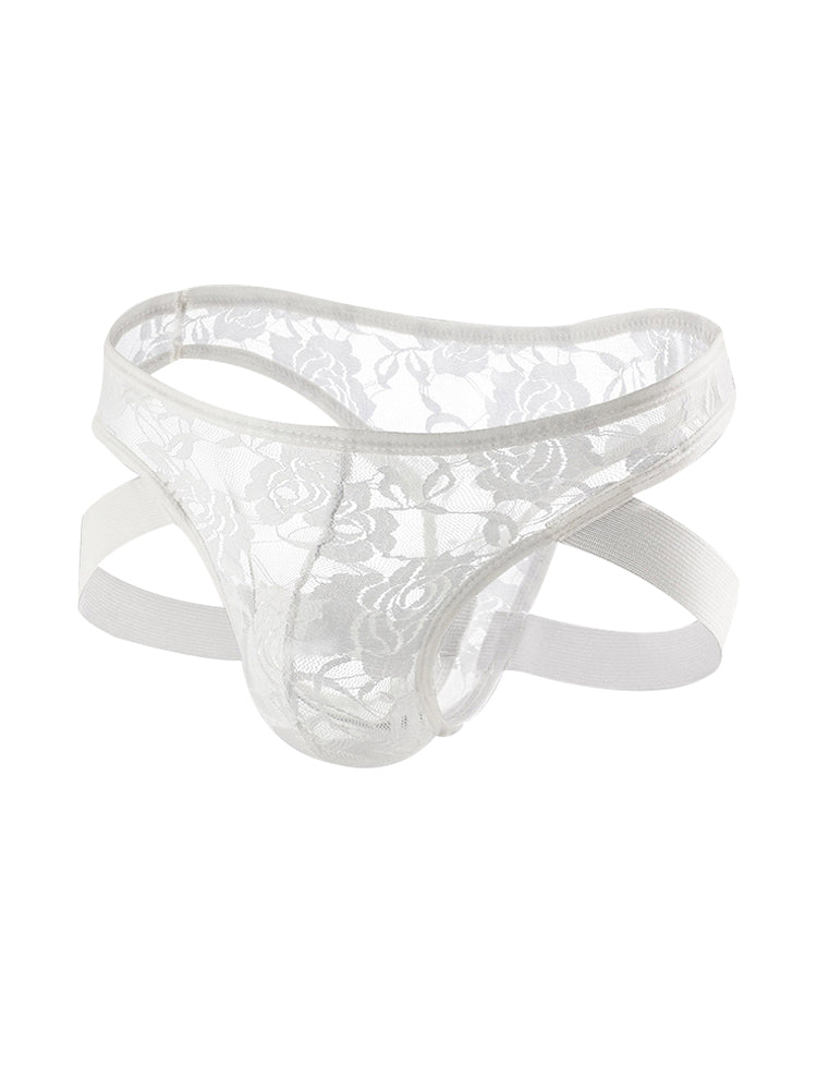 2-pack Men's Lace See-through Thongs | dmunderwear detail image 12