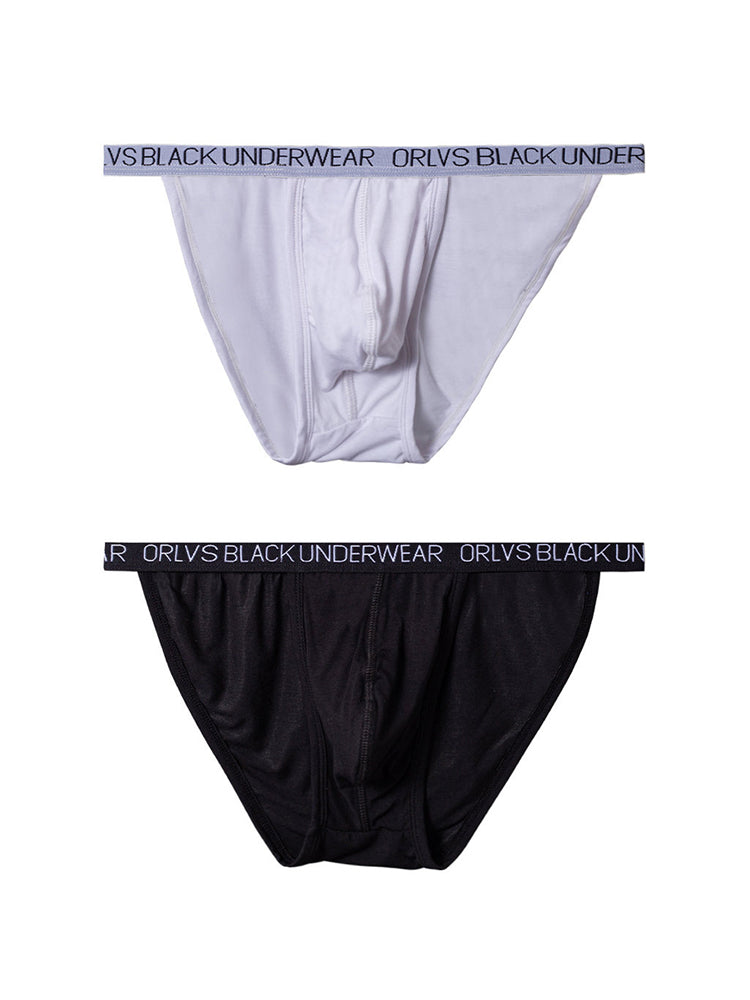 2 Pack Men's Soft Modal Bikini with U-Shaped Pouch and Stretch Waistband | dmunderwear detail image 2