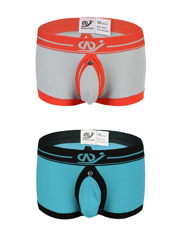 2 Pack Men's Large Pouch Back Opening Sexy Trunks | dmunderwear detail image 12