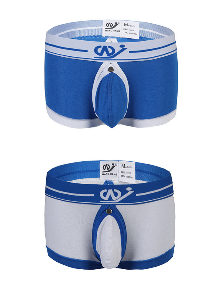 2 Pack Men's Large Pouch Back Opening Sexy Trunks | dmunderwear detail image 2