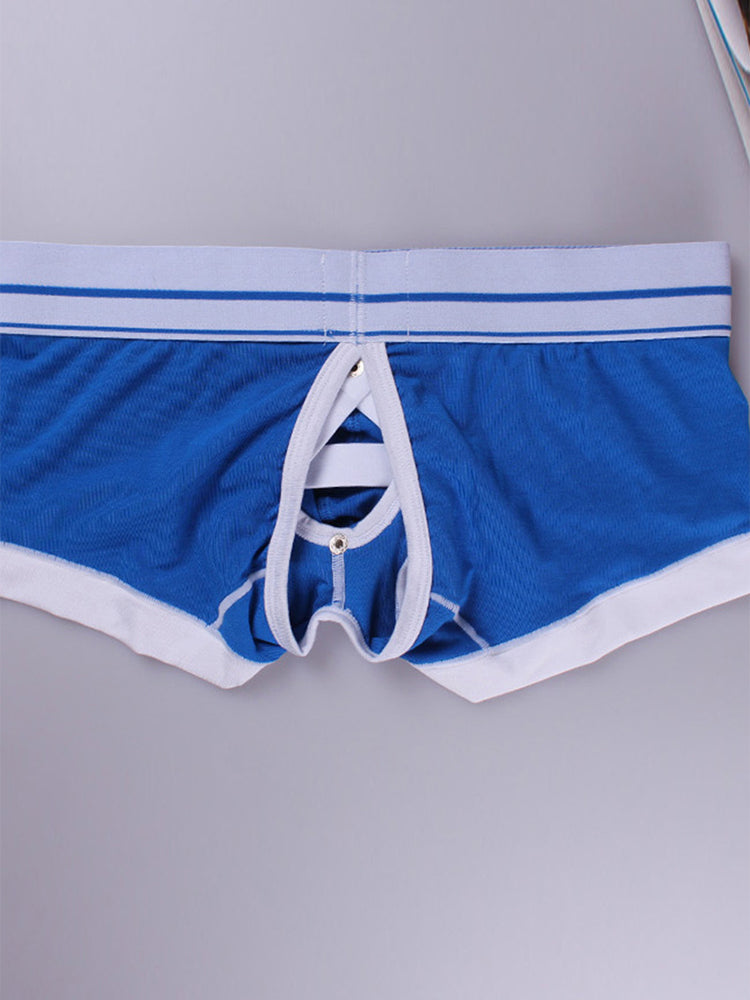 2 Pack Men's Large Pouch Back Opening Sexy Trunks | dmunderwear detail image 3