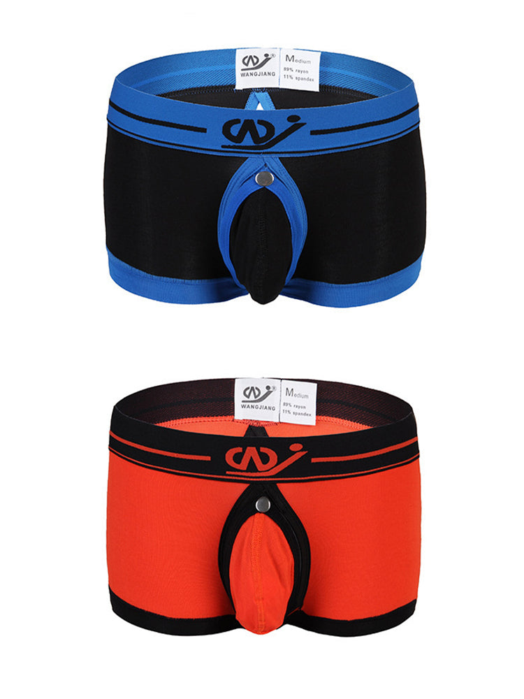 2 Pack Men's Large Pouch Back Opening Sexy Trunks | dmunderwear detail image 7