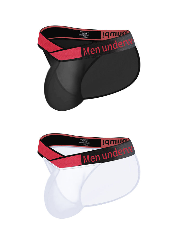 2 Pack Men's Large Pouch Semi-Transparent Sexy Bikini | dmunderwear detail image 2