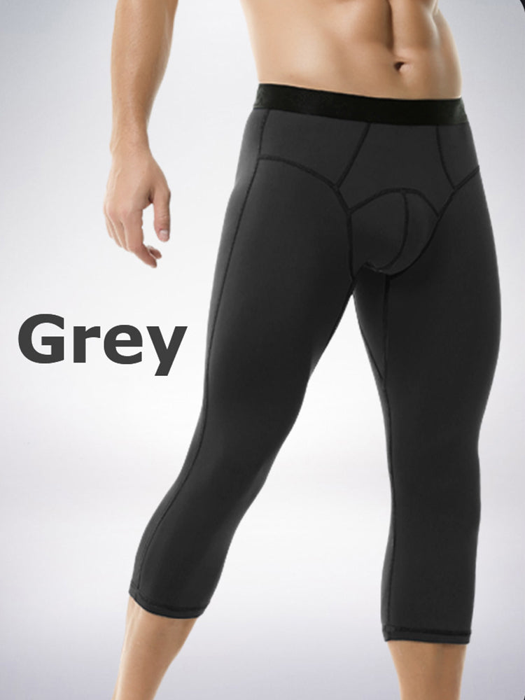 2-pack Men's Large Size High Elastic U-shaped Convex Pocket Warm Cropped Trousers | dmunderwear detail image 10