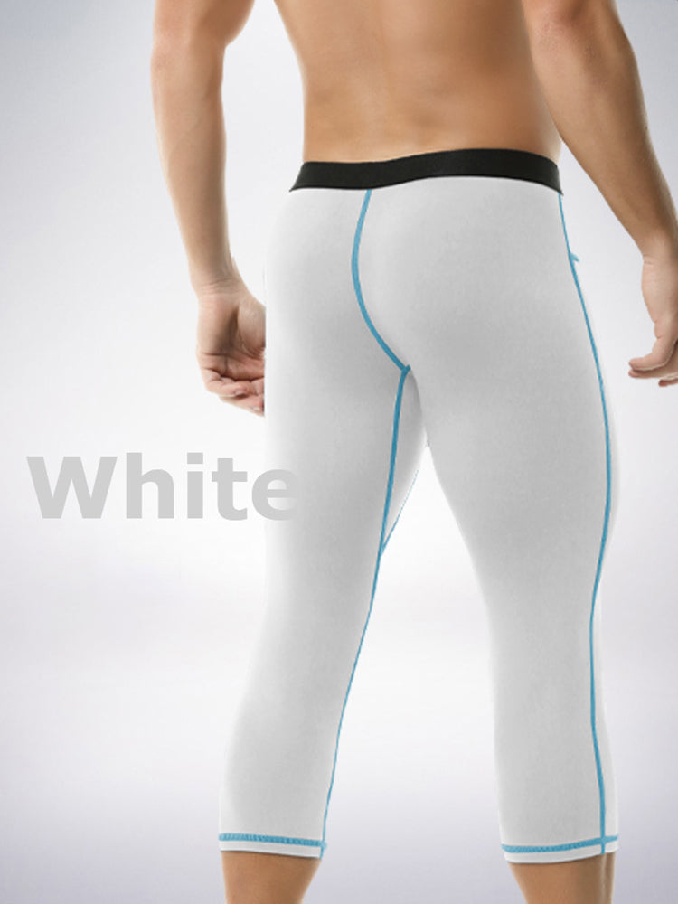2-pack Men's Large Size High Elastic U-shaped Convex Pocket Warm Cropped Trousers | dmunderwear detail image 12