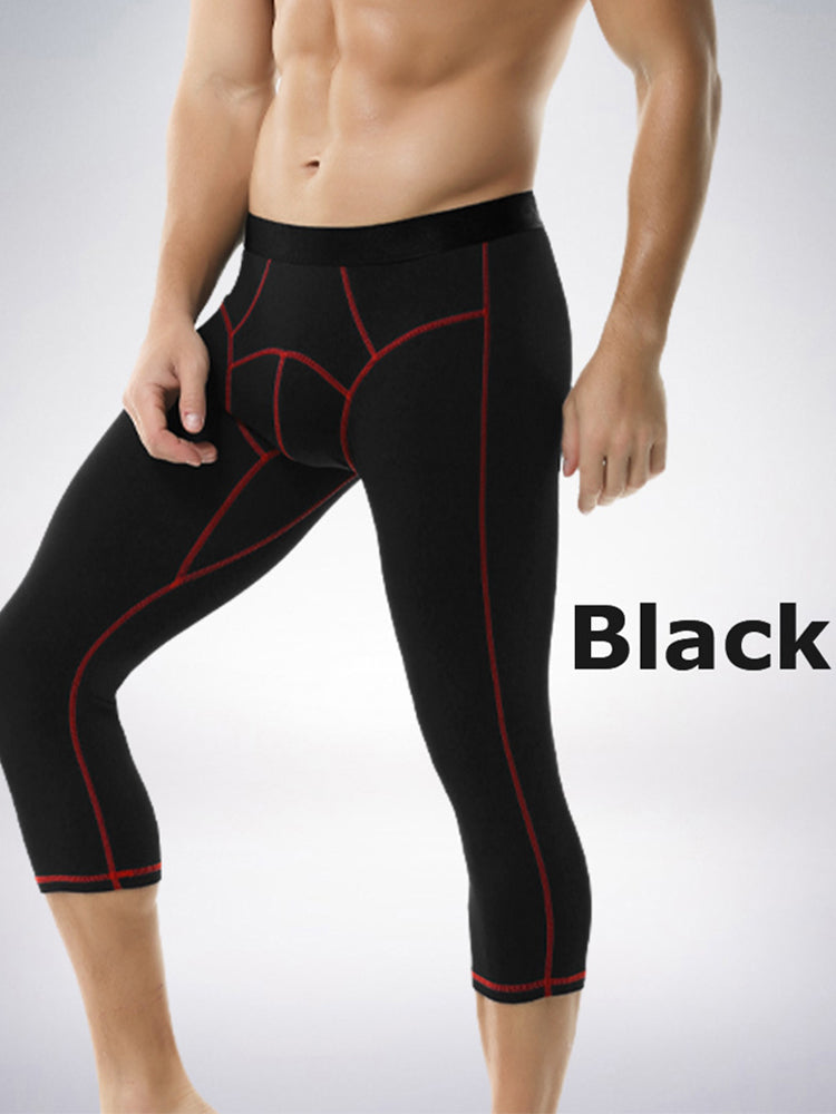 2-pack Men's Large Size High Elastic U-shaped Convex Pocket Warm Cropped Trousers | dmunderwear detail image 13