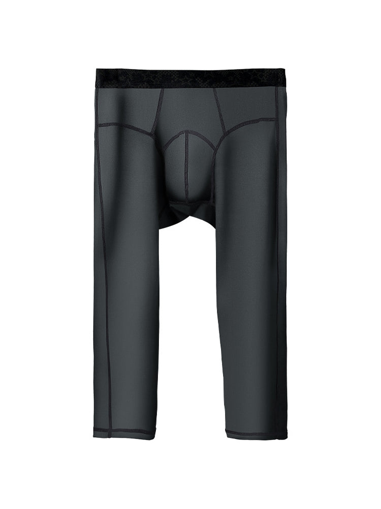 2-pack Men's Large Size High Elastic U-shaped Convex Pocket Warm Cropped Trousers | dmunderwear detail image 14