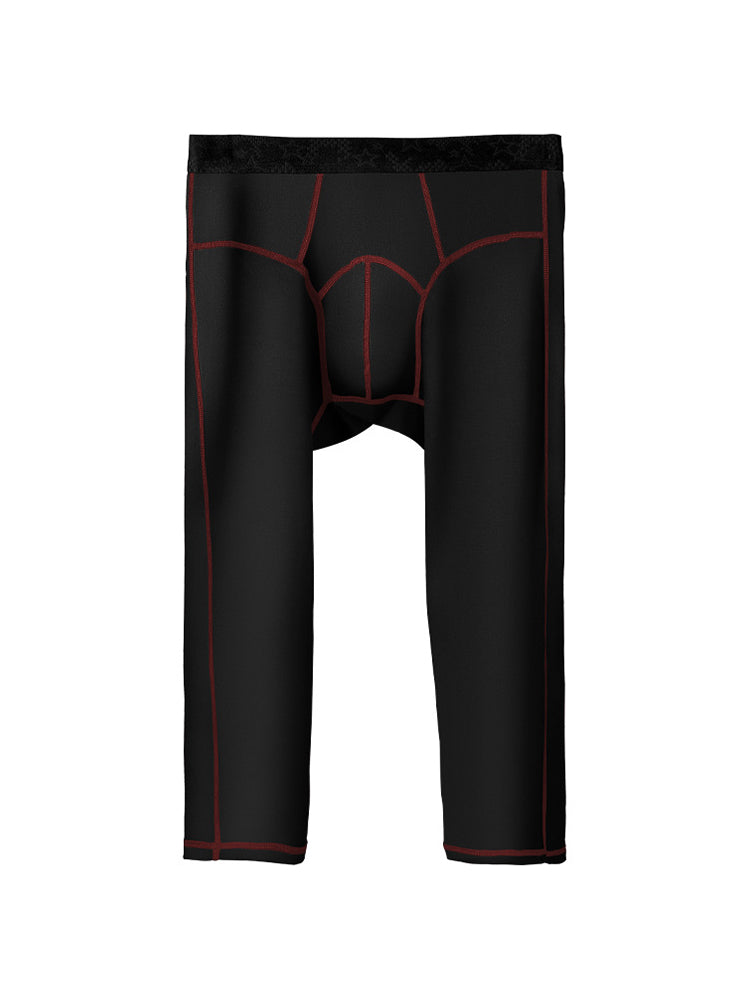 2-pack Men's Large Size High Elastic U-shaped Convex Pocket Warm Cropped Trousers | dmunderwear detail image 15