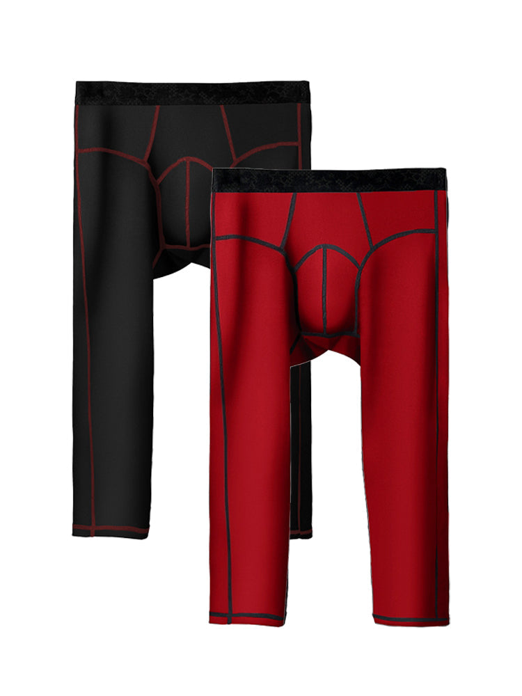 2-pack Men's Large Size High Elastic U-shaped Convex Pocket Warm Cropped Trousers | dmunderwear detail image 16