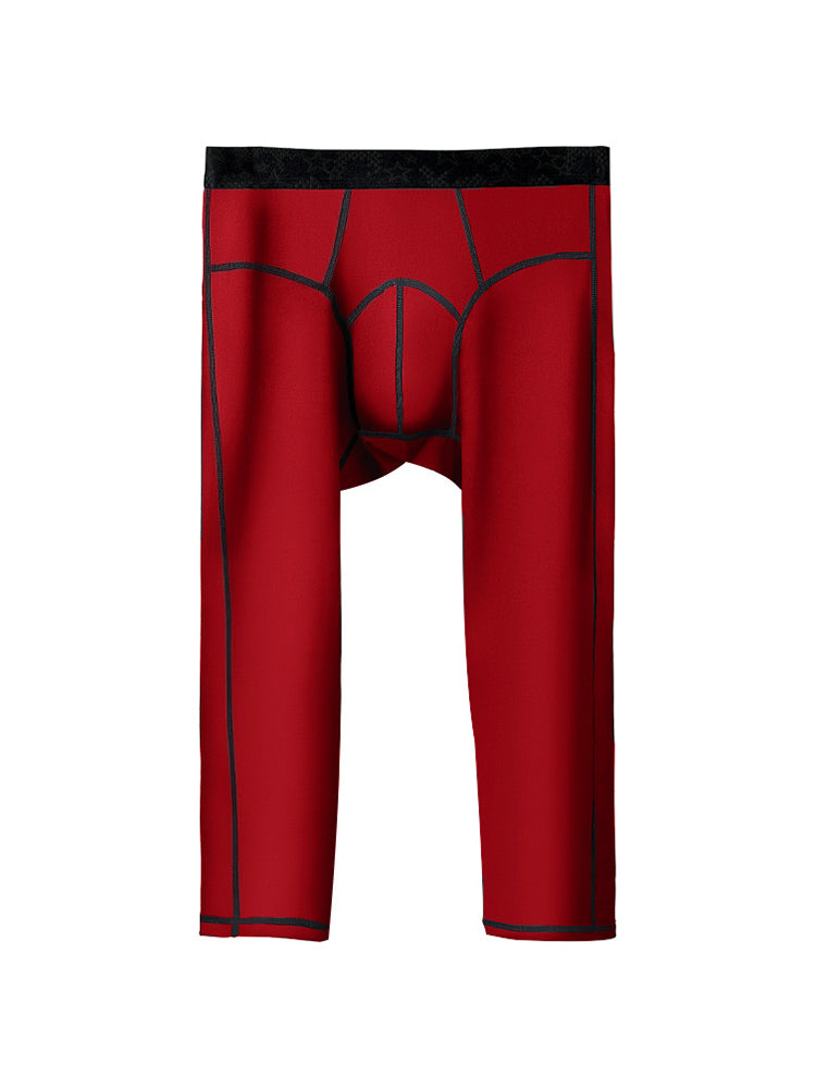 2-pack Men's Large Size High Elastic U-shaped Convex Pocket Warm Cropped Trousers | dmunderwear detail image 17