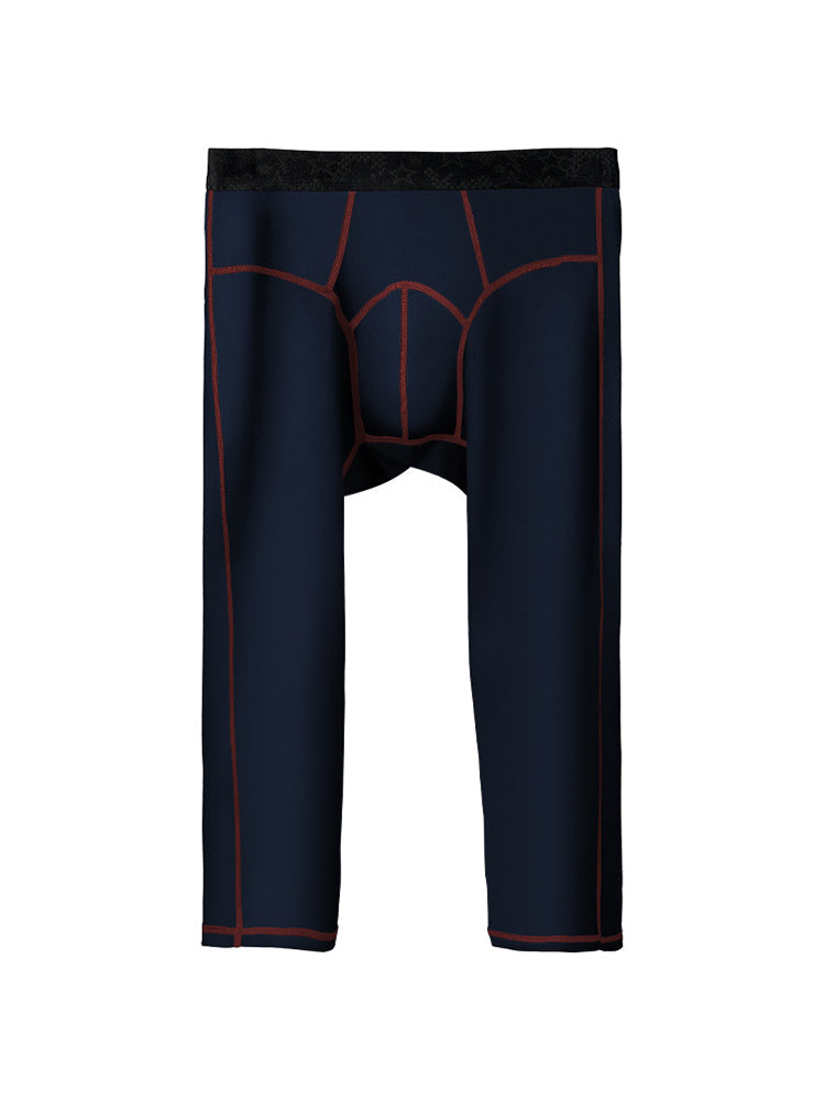 2-pack Men's Large Size High Elastic U-shaped Convex Pocket Warm Cropped Trousers | dmunderwear detail image 18