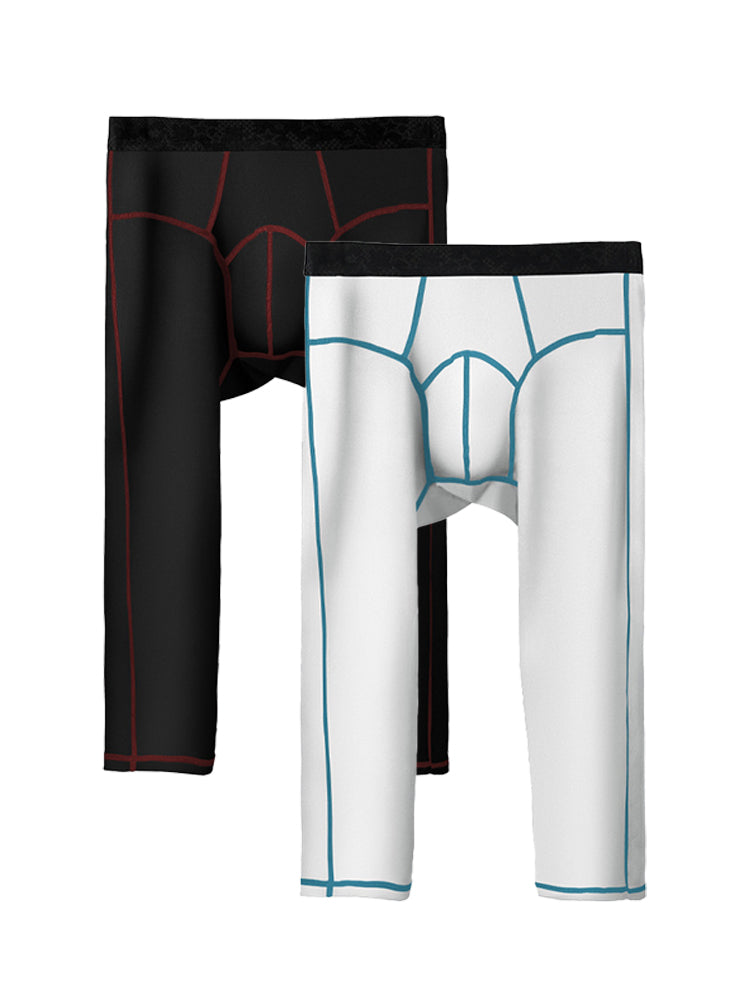 2-pack Men's Large Size High Elastic U-shaped Convex Pocket Warm Cropped Trousers | dmunderwear detail image 2
