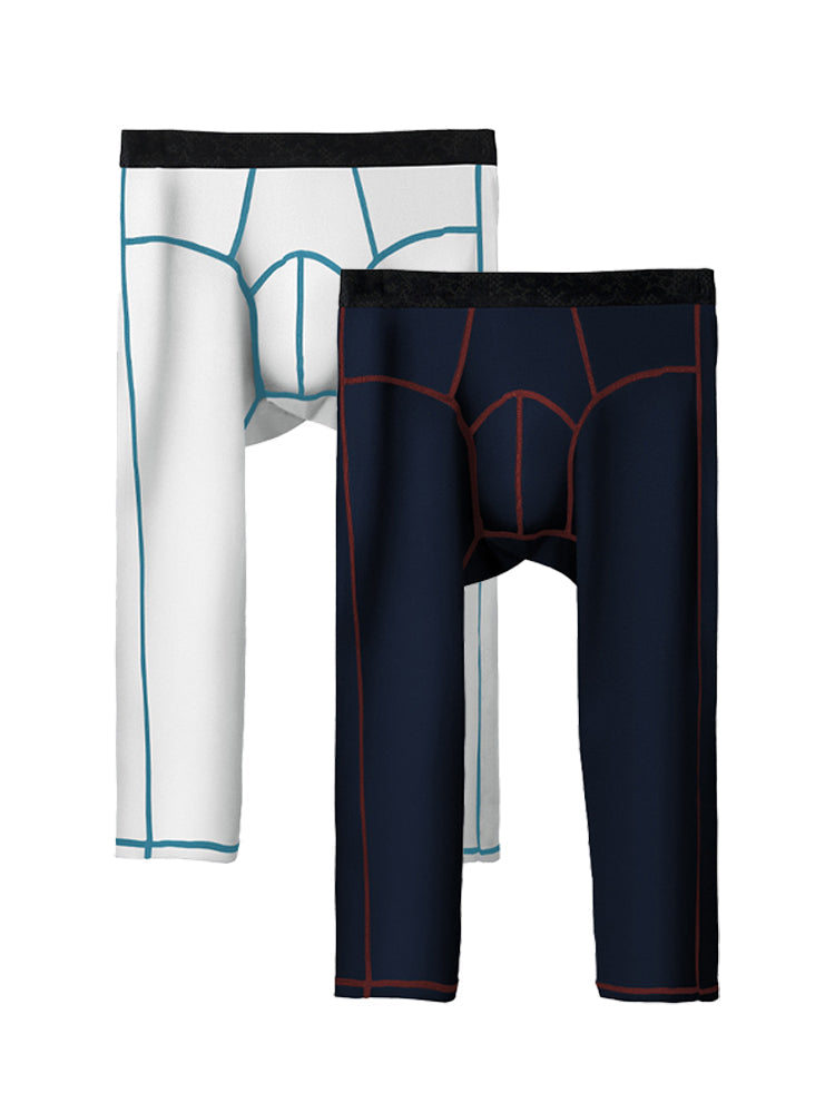 2-pack Men's Large Size High Elastic U-shaped Convex Pocket Warm Cropped Trousers | dmunderwear detail image 20