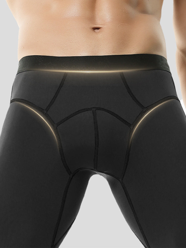 2-pack Men's Large Size High Elastic U-shaped Convex Pocket Warm Cropped Trousers | dmunderwear detail image 4