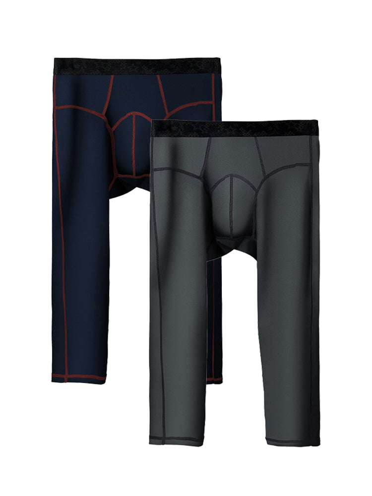 2-pack Men's Large Size High Elastic U-shaped Convex Pocket Warm Cropped Trousers | dmunderwear detail image 9