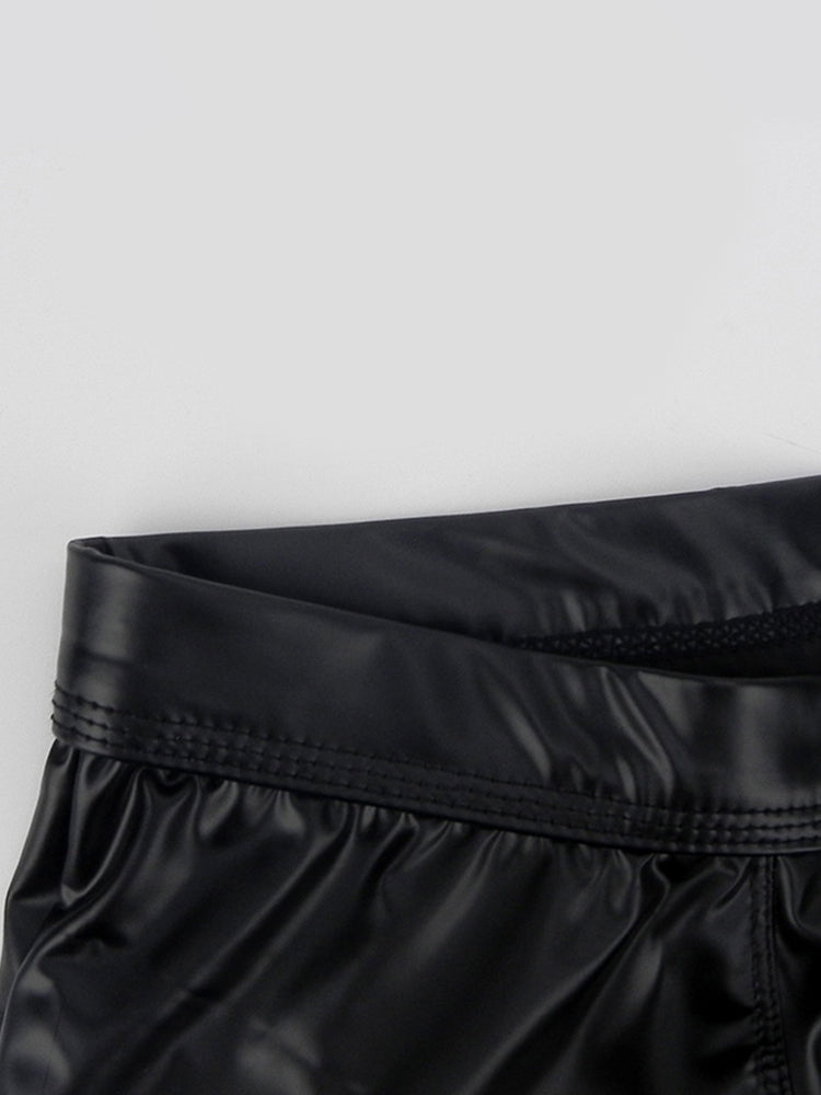 2-pack Men's Leather Hollow Hip-revealing Large Pouch Boxer Briefs | dmunderwear detail image 15