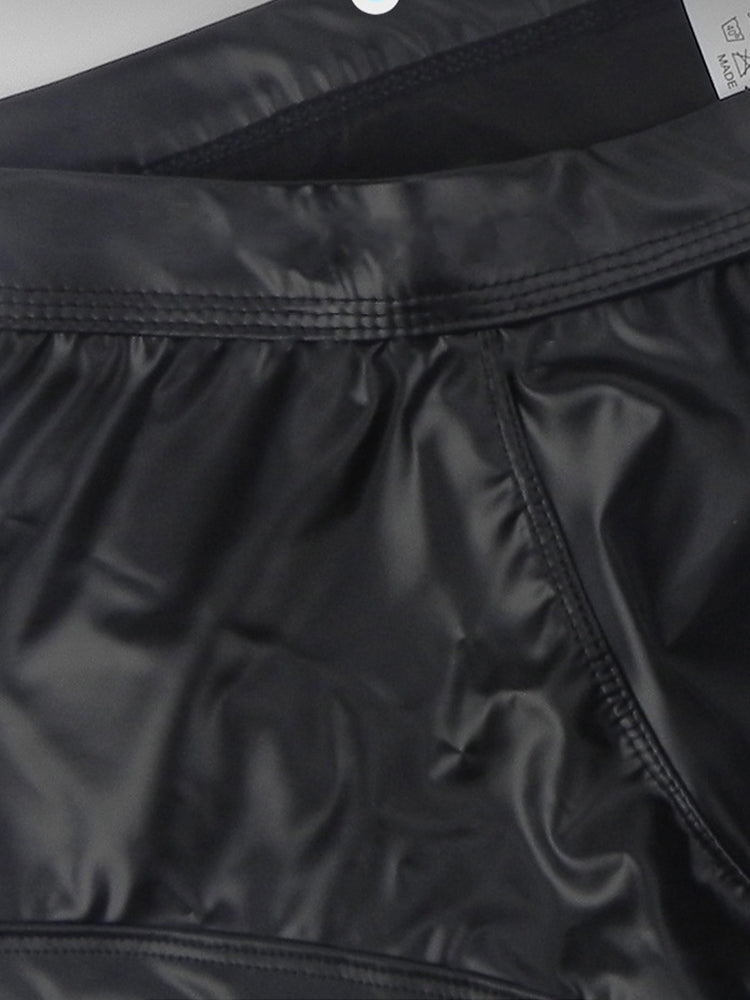 2-pack Men's Leather Hollow Hip-revealing Large Pouch Boxer Briefs | dmunderwear detail image 16