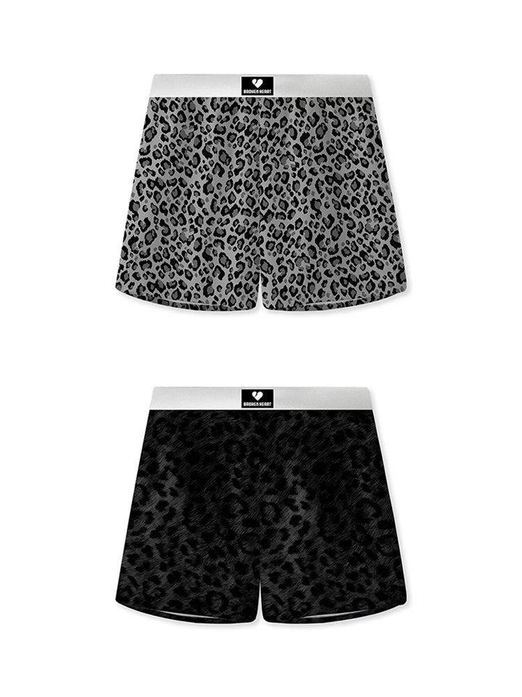 2 Pack Men's Leopard Print Anti-Odor Comfy Waistband Boxer Briefs | dmunderwear detail image 2