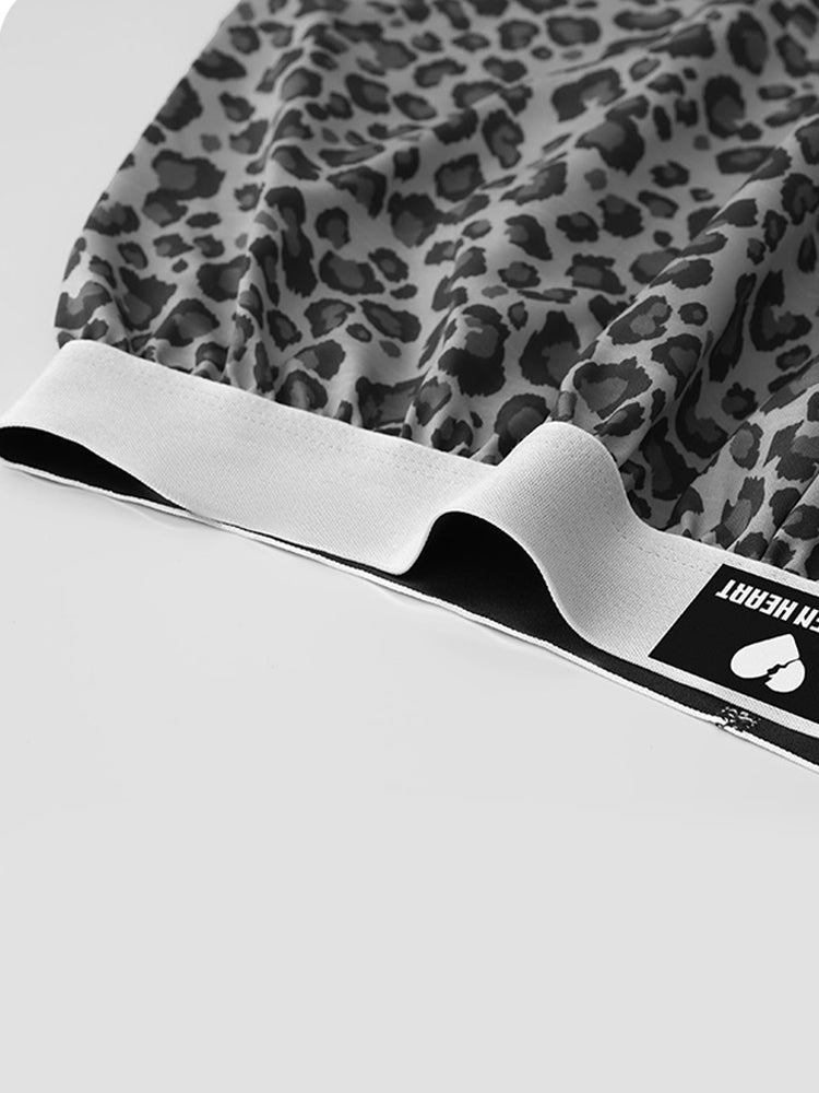 2 Pack Men's Leopard Print Anti-Odor Comfy Waistband Boxer Briefs | dmunderwear detail image 5