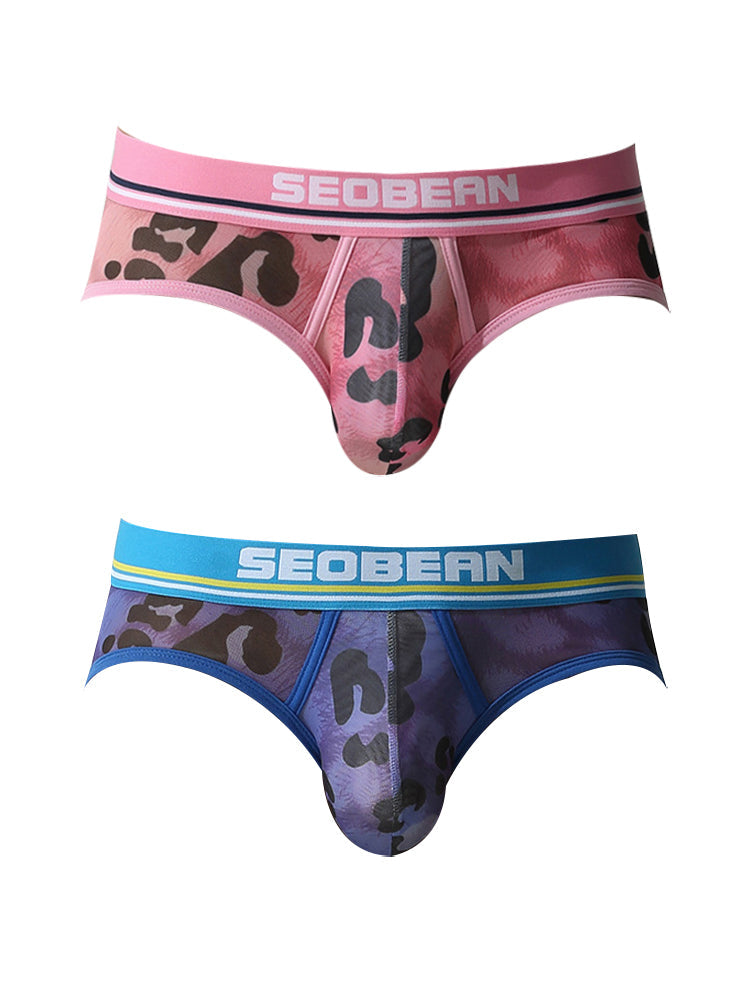 2 Pack Men's Leopard print Sexy Anti-Chafing Comfy Waistband Sporty Cut Bikini | dmunderwear detail image 2