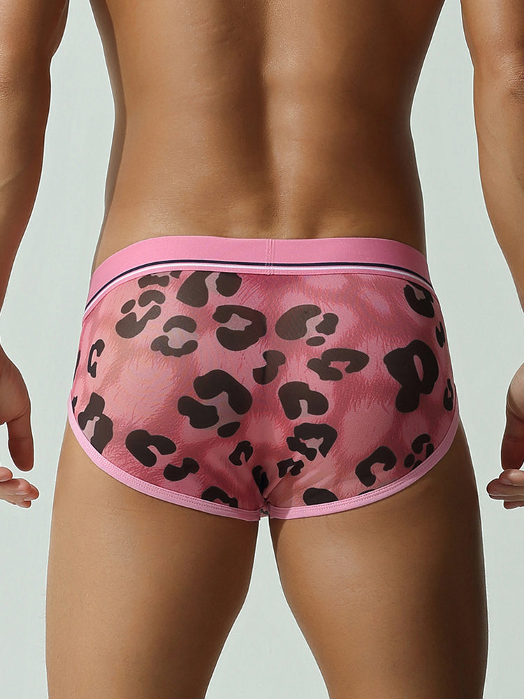 2 Pack Men's Leopard print Sexy Anti-Chafing Comfy Waistband Sporty Cut Bikini | dmunderwear detail image 8