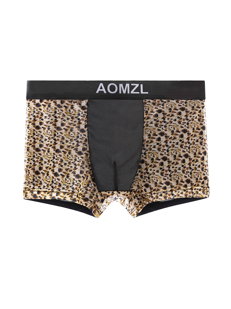 2-pack Men's Leopard Print Sexy Mesh Boxer Briefs | dmunderwear