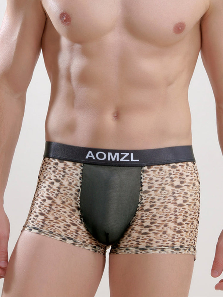 2-pack Men's Leopard Print Sexy Mesh Boxer Briefs | dmunderwear detail image 3