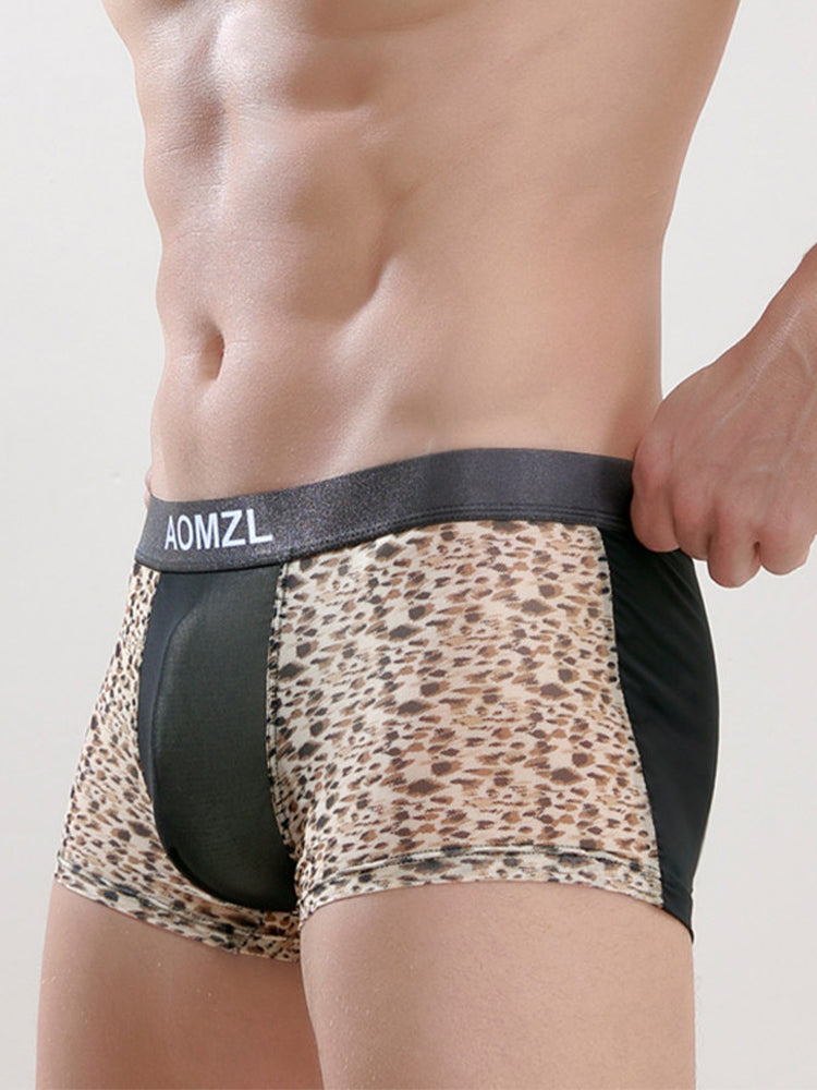 2-pack Men's Leopard Print Sexy Mesh Boxer Briefs | dmunderwear detail image 4