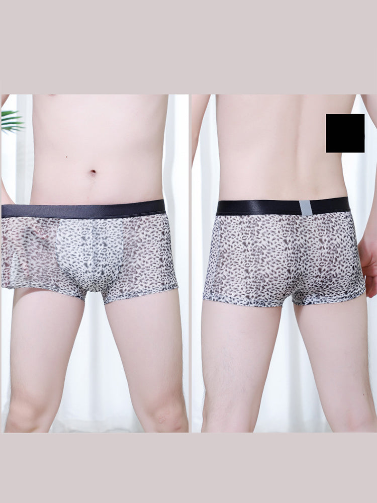 2-pack Men's Leopard Print Sexy Mesh Boxer Briefs | dmunderwear detail image 6