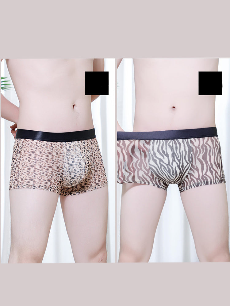 2-pack Men's Leopard Print Sexy Mesh Boxer Briefs | dmunderwear detail image 8