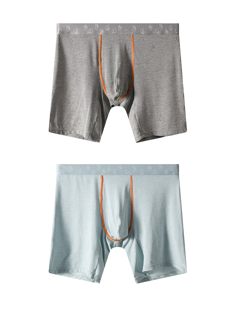 2 Pack Men's Lightweight & Airy Bold Prints Stretch Fabric Boxers Briefs | dmunderwear detail image 2