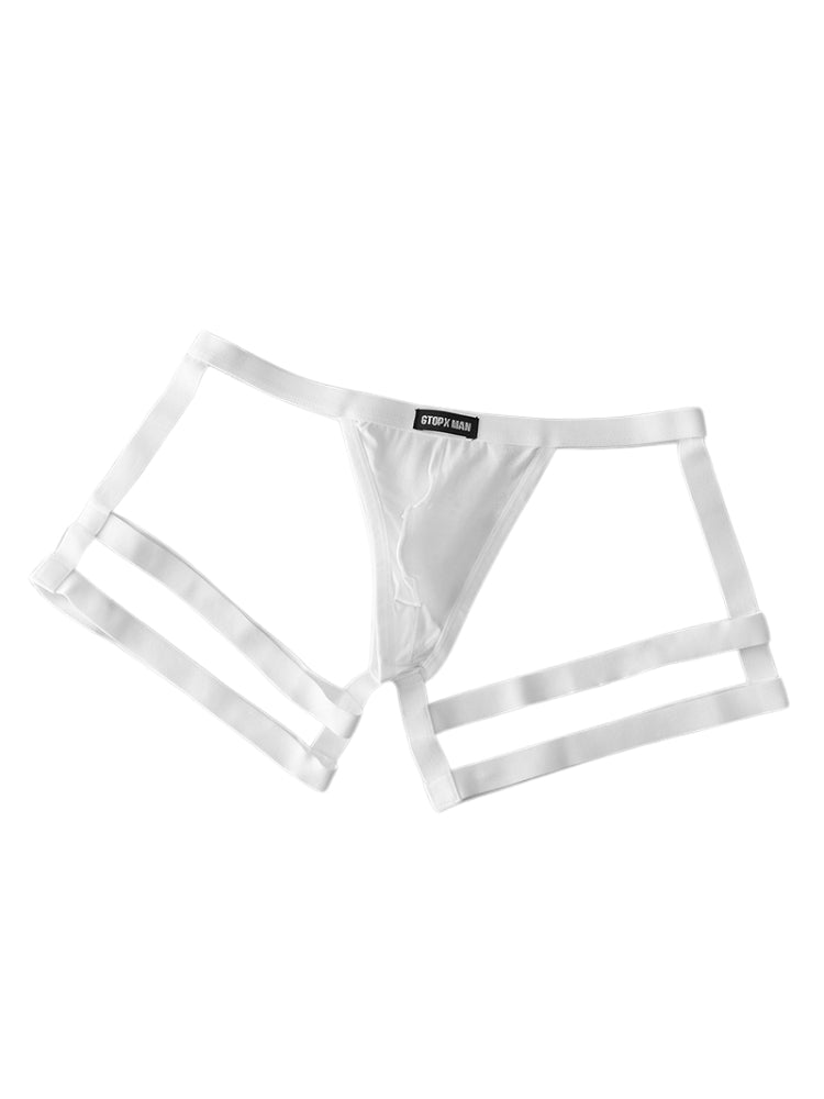 2 Pack Men's Low-Rise Sexy Thong with U-Pouch and Fixed Thigh Straps | dmunderwear detail image 10