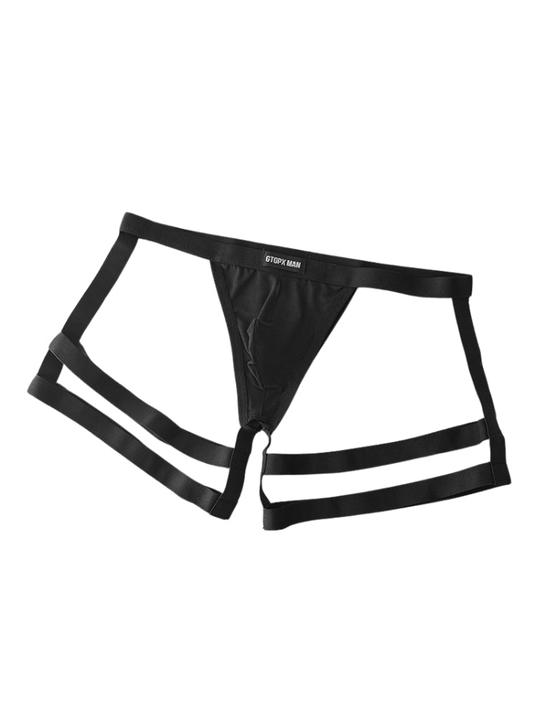 2 Pack Men's Low-Rise Sexy Thong with U-Pouch and Fixed Thigh Straps | dmunderwear detail image 11