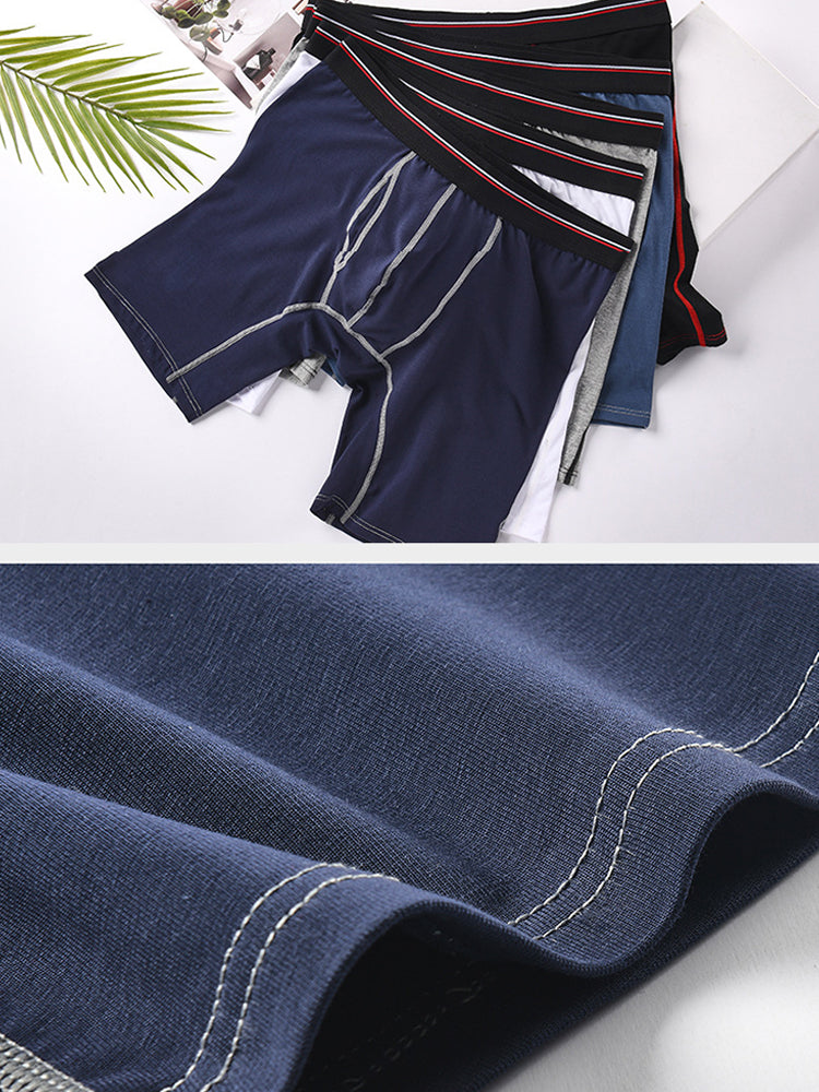 2 Pack Men's Long High Waist Cotton Sports Anti-friction Leg Boxer Briefs | dmunderwear detail image 11
