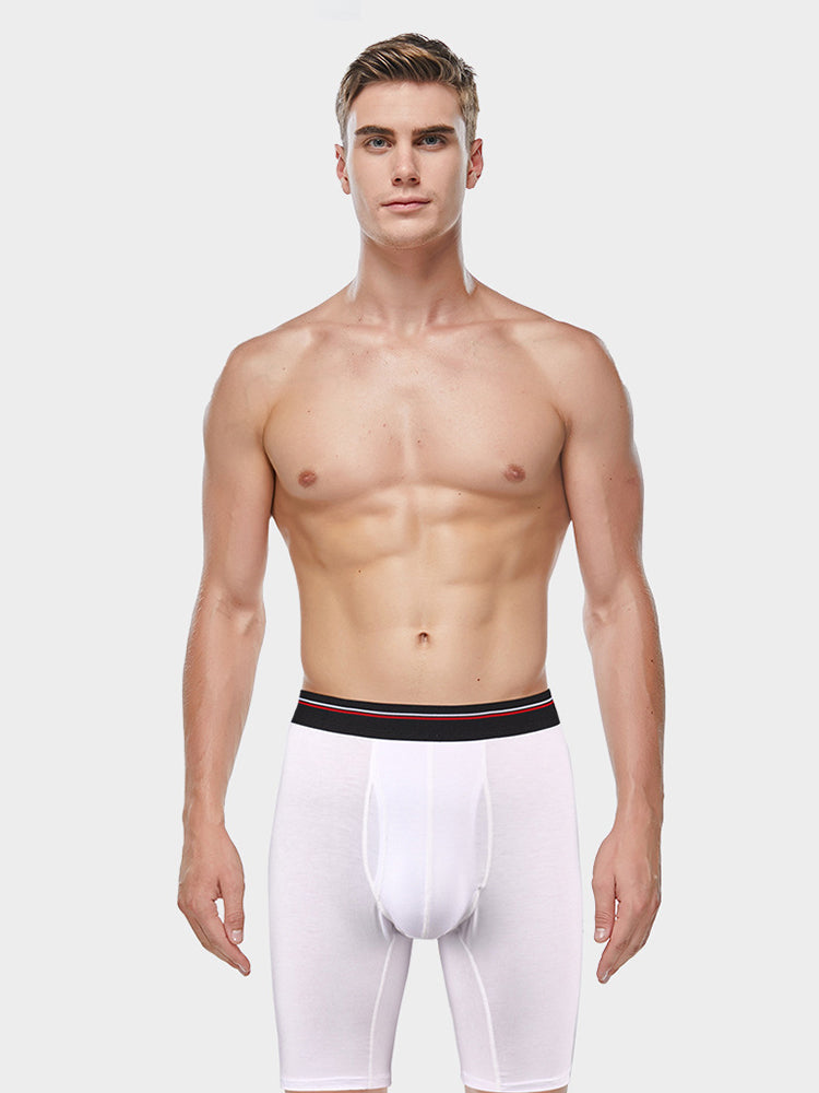 2 Pack Men's Long High Waist Cotton Sports Anti-friction Leg Boxer Briefs | dmunderwear detail image 13