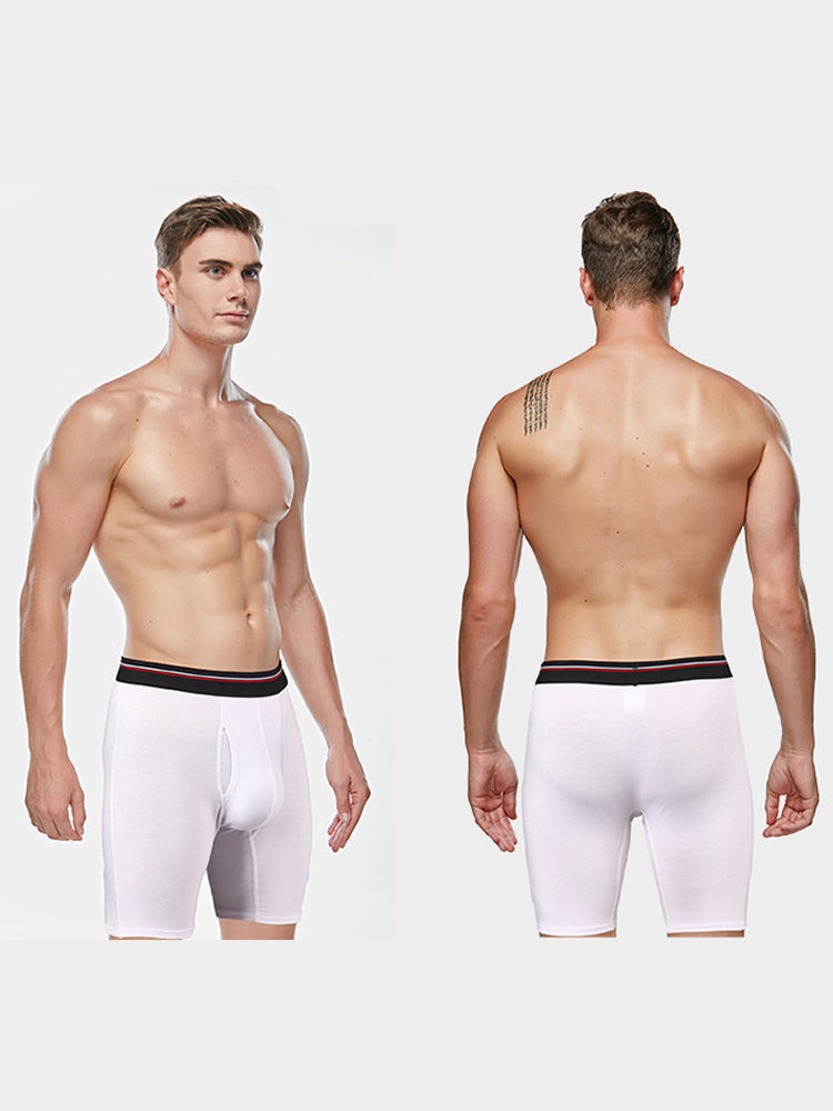 2 Pack Men's Long High Waist Cotton Sports Anti-friction Leg Boxer Briefs | dmunderwear detail image 7