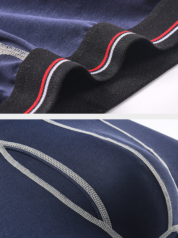 2 Pack Men's Long High Waist Cotton Sports Anti-friction Leg Boxer Briefs | dmunderwear detail image 9